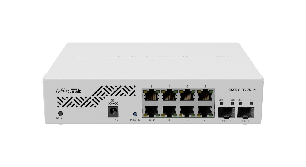 -Mikrotik CSS610-8G-2S+IN — 8 Port Gigabit + 2 Port 10G SFP+ Yönetilebilir Switch