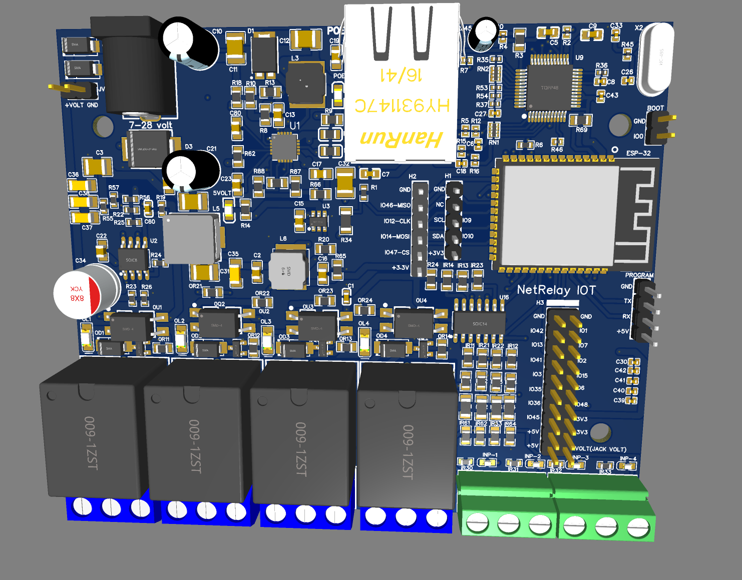 NR001-NetRelay IoT Development Board 4 Röle (PoE-Ethernet-WiFi Lan Relay) Geliştirme Kartı