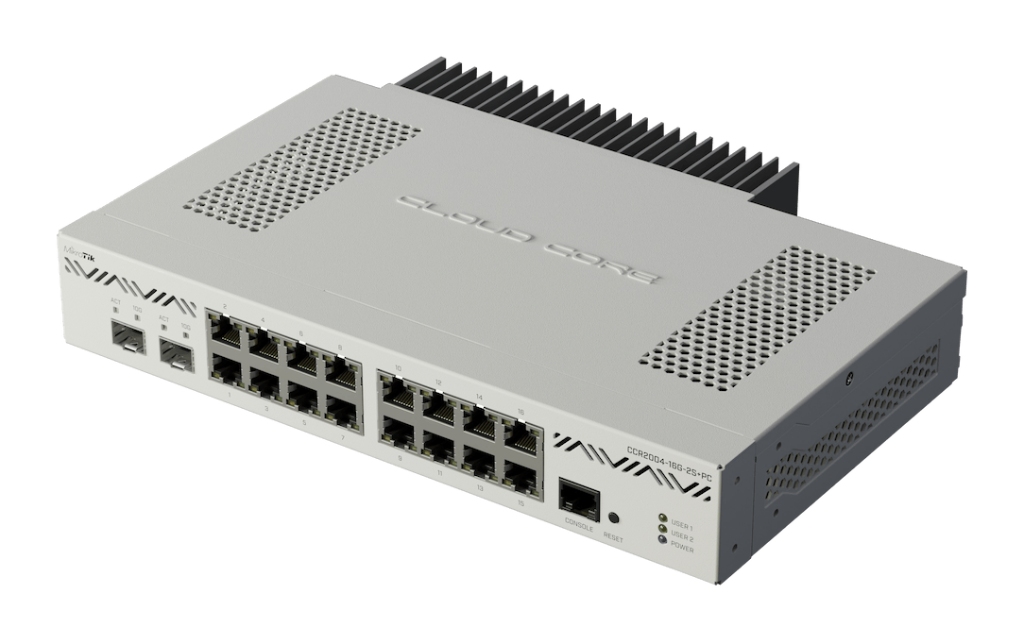 Mikrotik CCR2004-16G-2S+PC Mikrotik CCR2004-16G-2S+PC - Sessiz 16× Gigabit + 2× 10G SFP+ Firewall Router ürün görseli 3 - wifidepo