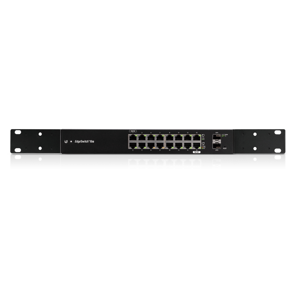 ES-18X-Ubiquiti Networks EdgeSwitch 18X (ES-18X) – 16 Gigabit RJ45, 2 SFP Port, Fanless and Affordable WISP Switch